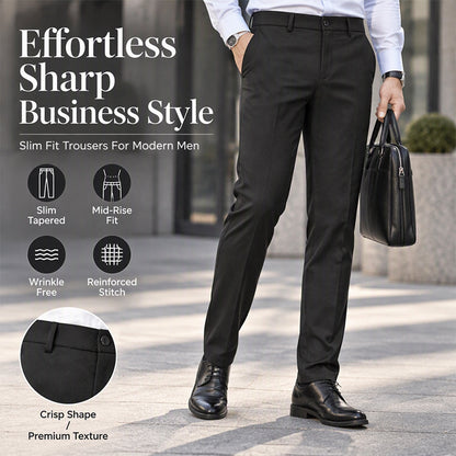 ✨ Effortless Sharp Business Style: Men's Slim-Fit Mid-Rise Suit Pants ☕