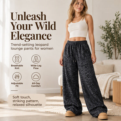 ✨ Women's Leopard Print Wide-Leg Lounge Pants: Drawstring & Cozy 🐆