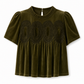 ✨ Women's Vintage Velvet Blouse — Ruffled Mock Collar & Lace Detail ☕