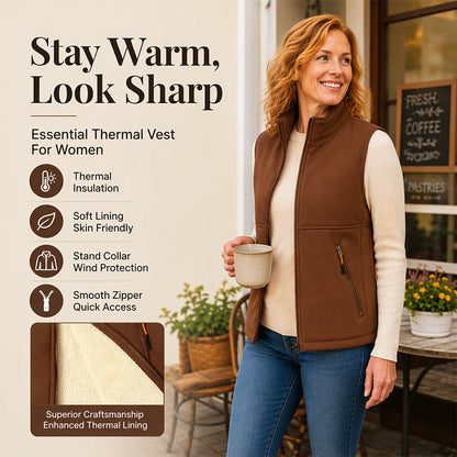 ✨ Women's Soft Lined Zip-Up Vest — Stand Collar & Zip Pockets ✨