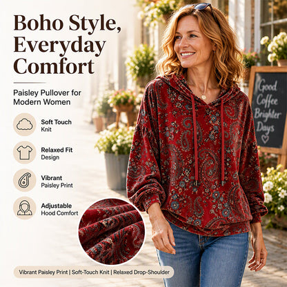 ✨ Women's Vibrant Paisley Hoodie — Boho, Cozy & Adjustable 🌟