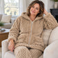 ✨ Women's Plush Cable Knit Hooded Jacket & Pants Set: Zip-Up Lounge 🧸