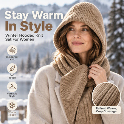 ✨ Women's 2-in-1 Knit Hooded Scarf — Cozy Coverage & Versatile Style ✨