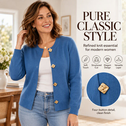 ✨ Women's Structured Knit Cardigan — Gold Buttons & Versatile Layer ✨