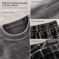 ✨ Men's Winter Pajama Set — Solid Crewneck & Plaid Pants 🧸