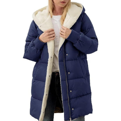 ✨ Women's Hooded Padded Coat — Zip & Snap Closure, Large Pockets ✨