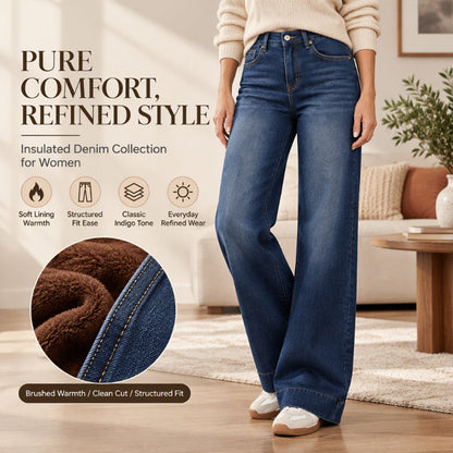 ✨ Women's Fleece-Lined Wide-Leg Jeans — Warm, Cozy & Chic 🌟