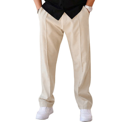 ✨ Men's Drawstring Straight-Leg Pants: Relaxed Fit & Wrinkle-Resistant ☕