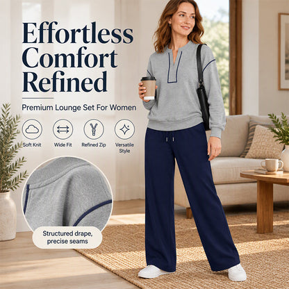✨ Effortless Comfort Refined: Women's 2-Piece Half-Zip Set ☕